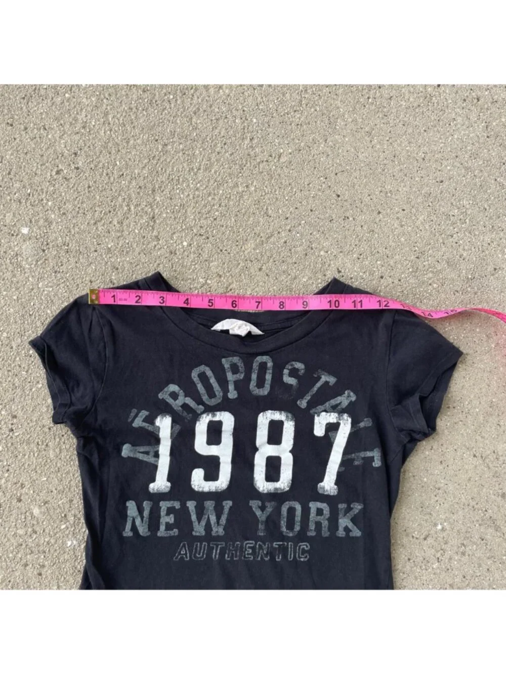 Vintage Y2K Aeropostale Micro Mini T Shirt Black Spellout Mall Goth S Cotton Emo
